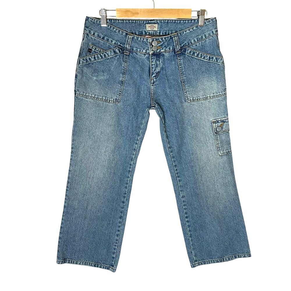 VTG Y2K Abercrombie & Fitch Cropped Cargo Capri Low Rise Size 10 Made in USA